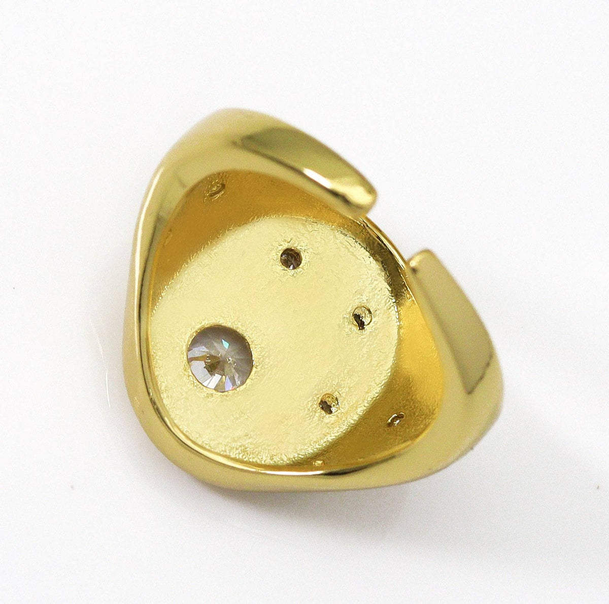 CZ Gold North Star Round Stone Signet Statement Ring, Sku#LK743