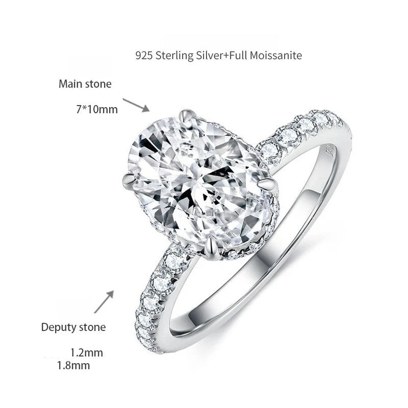 Oval Moissanite Ring – 2.5 Carat Brilliant Cut in Sterling Silver with 18K Gold Plating