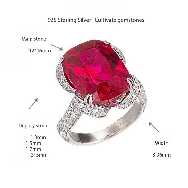 Lab-Created Ruby Cushion-Cut Ring in Sterling Silver with 18K Gold Plating