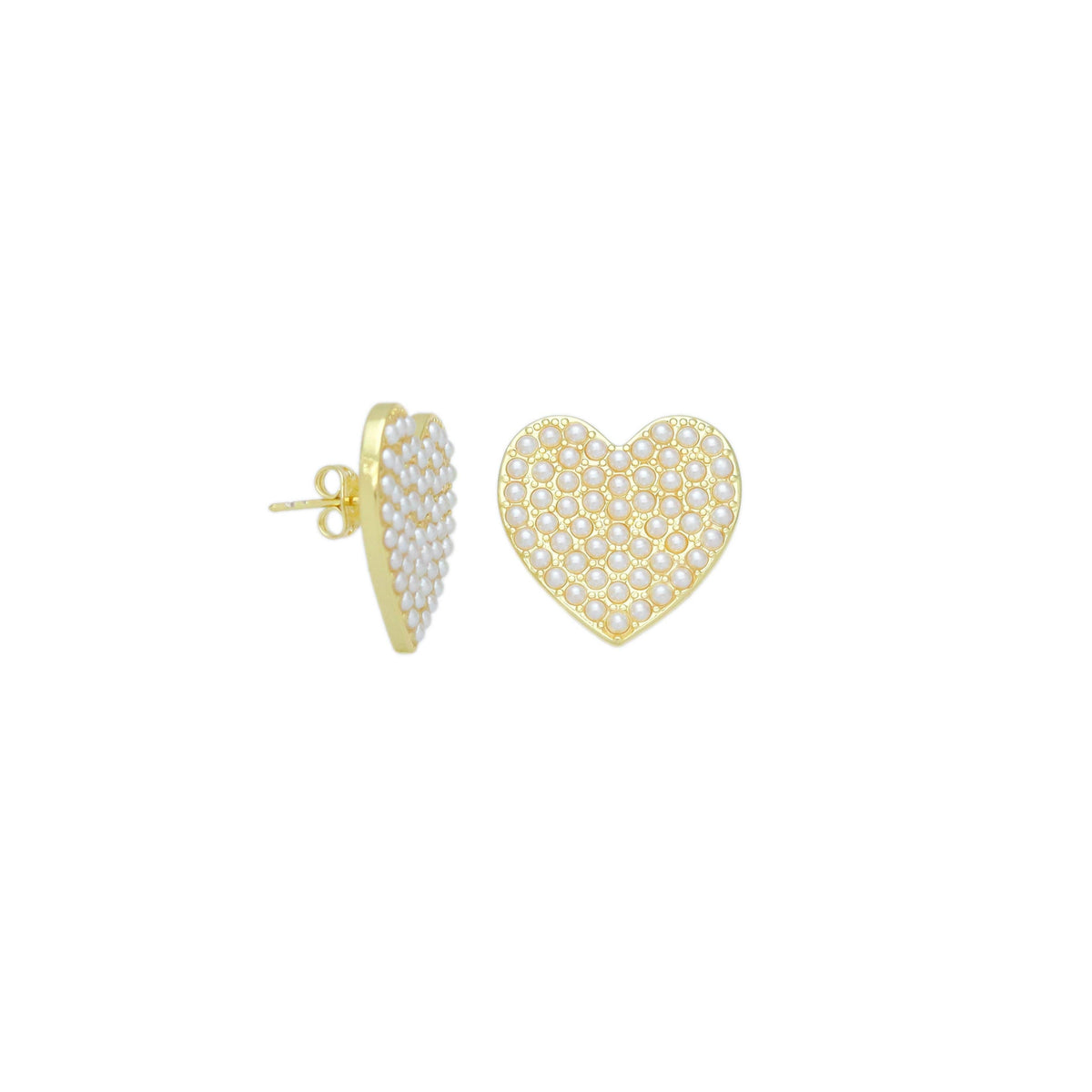 White Pearl Heart Earrings, Sku#LD611