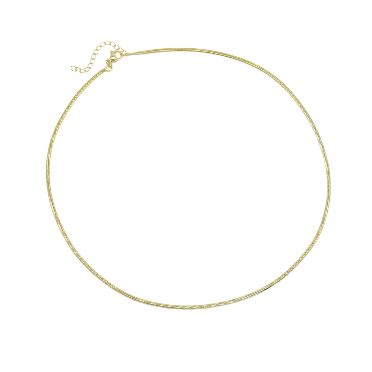Gold Thin Slinky Herringbone Chain Necklace, Sku#LD535