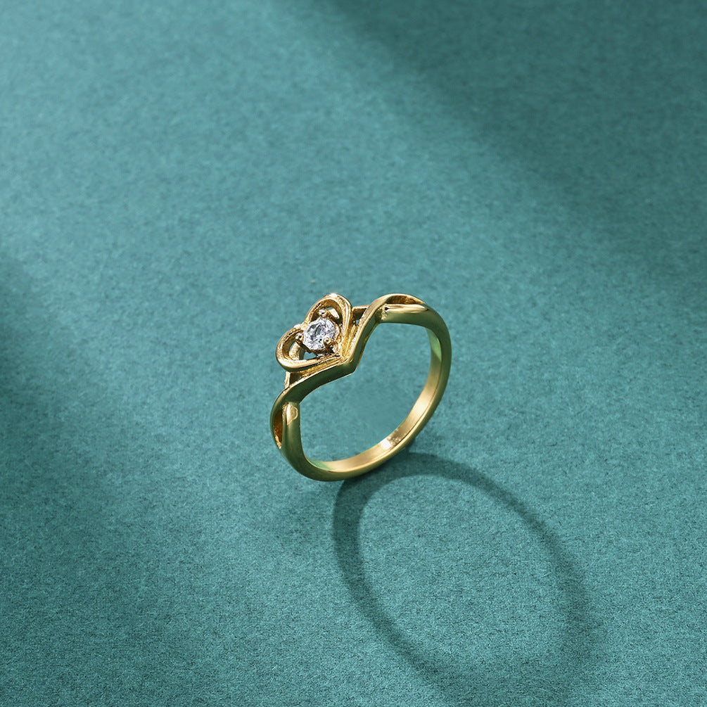 INS Fashion Women's Heart-shaped Clip-in Cast Ring