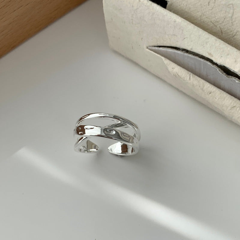 Korean Style Multi-Layer Simple Cross Ring For Women, Niche Design INS Style, Fashion Personality Adjustable Index Finger Ring