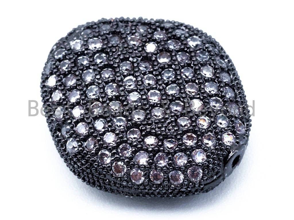 18x16x7mm CZ Fully Micro Pave Flat Oval Diamond Shape Spacer Beads, Cubic Zirconia Marquise Shape Space Beads, Rose Gold Pave Beads, sku#N29