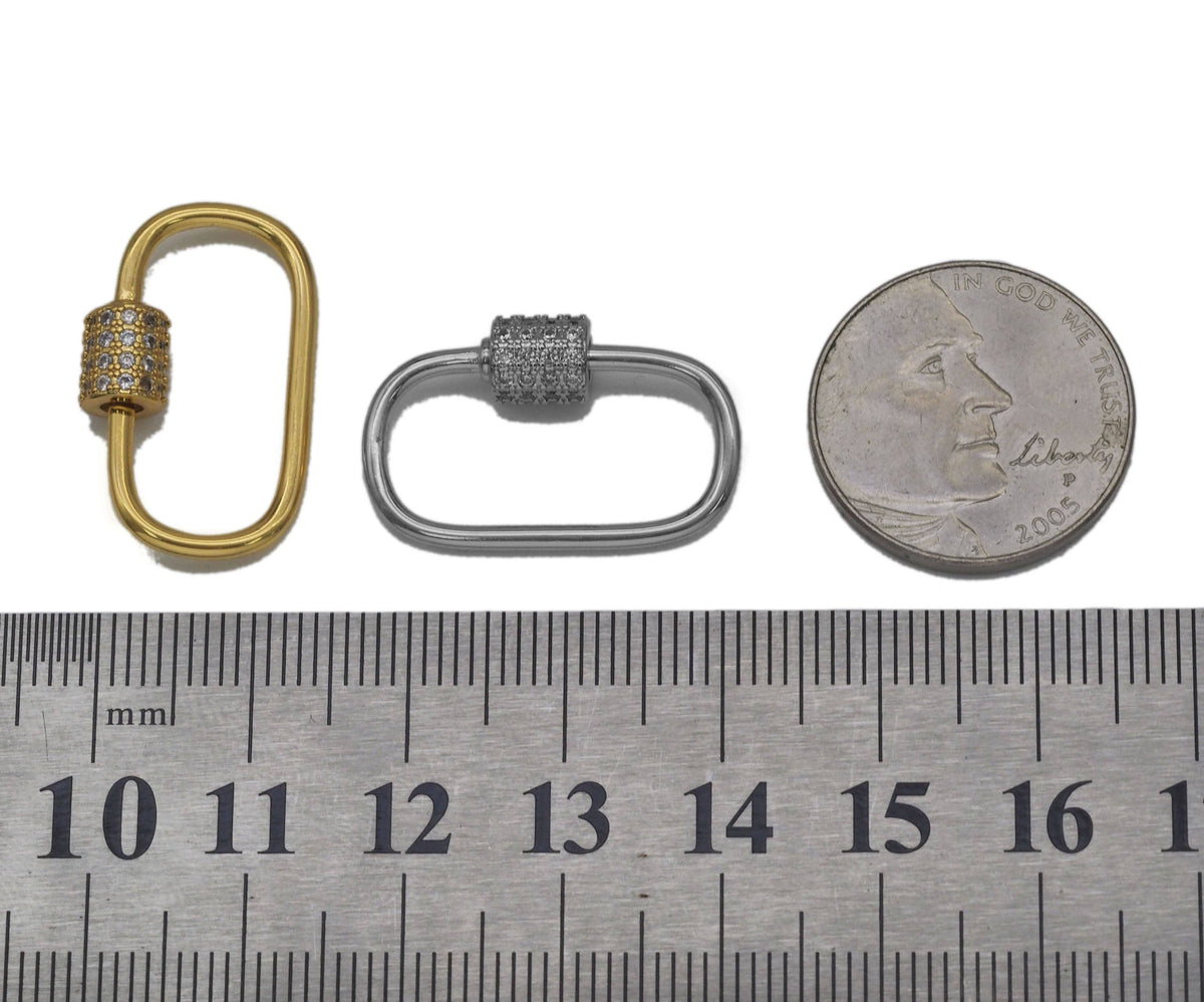 Gold CZ Oval Clasp, Sku#ML55