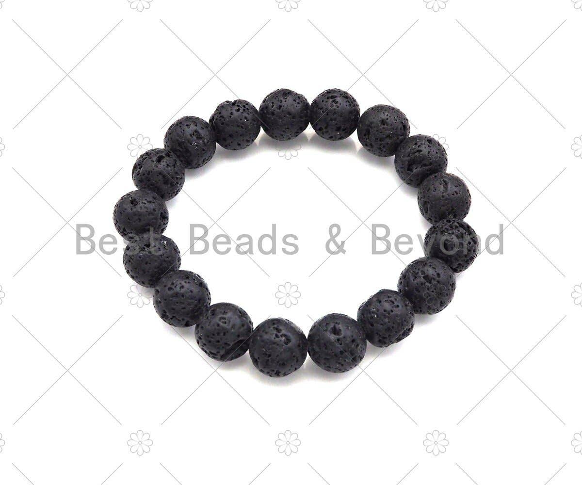 Natural Black Lava Stretchy Bracelet,SKU#EF47