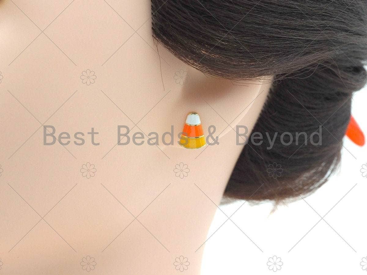 Candy Corn Stud Earrings, Halloween Earrings, Sku#ML17