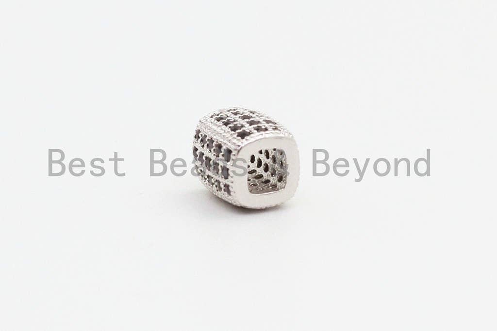CZ Micro Pave Drum Barrel Space Beads, Cubic Zirconia Large Big Hole Space Tube Beads, 7x6mm,SKU#G38