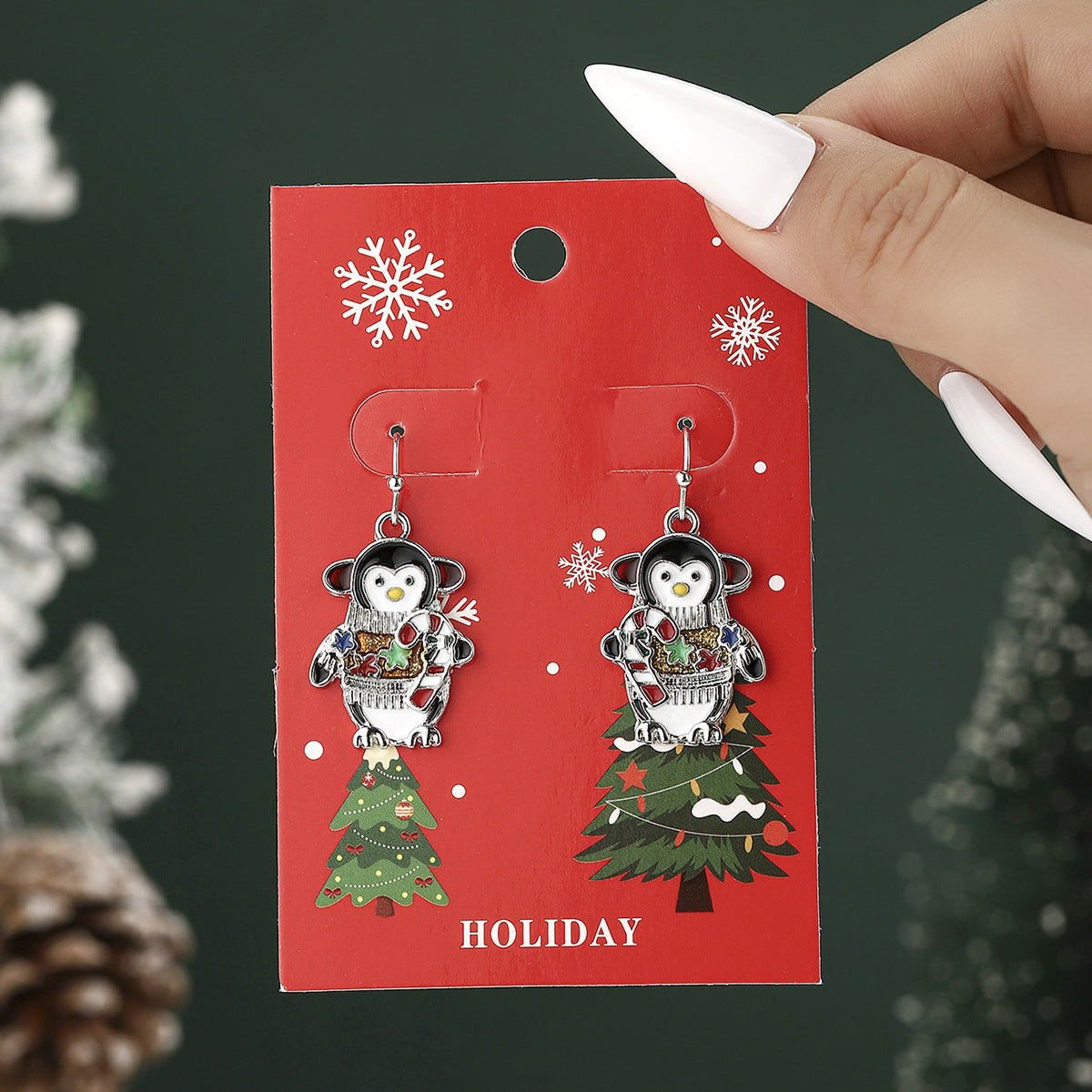 European And American Cross-Border Hot Selling New Christmas Pendant Earrings Cartoon Diamond Alloy Material Christmas Earrings Series Wholesale