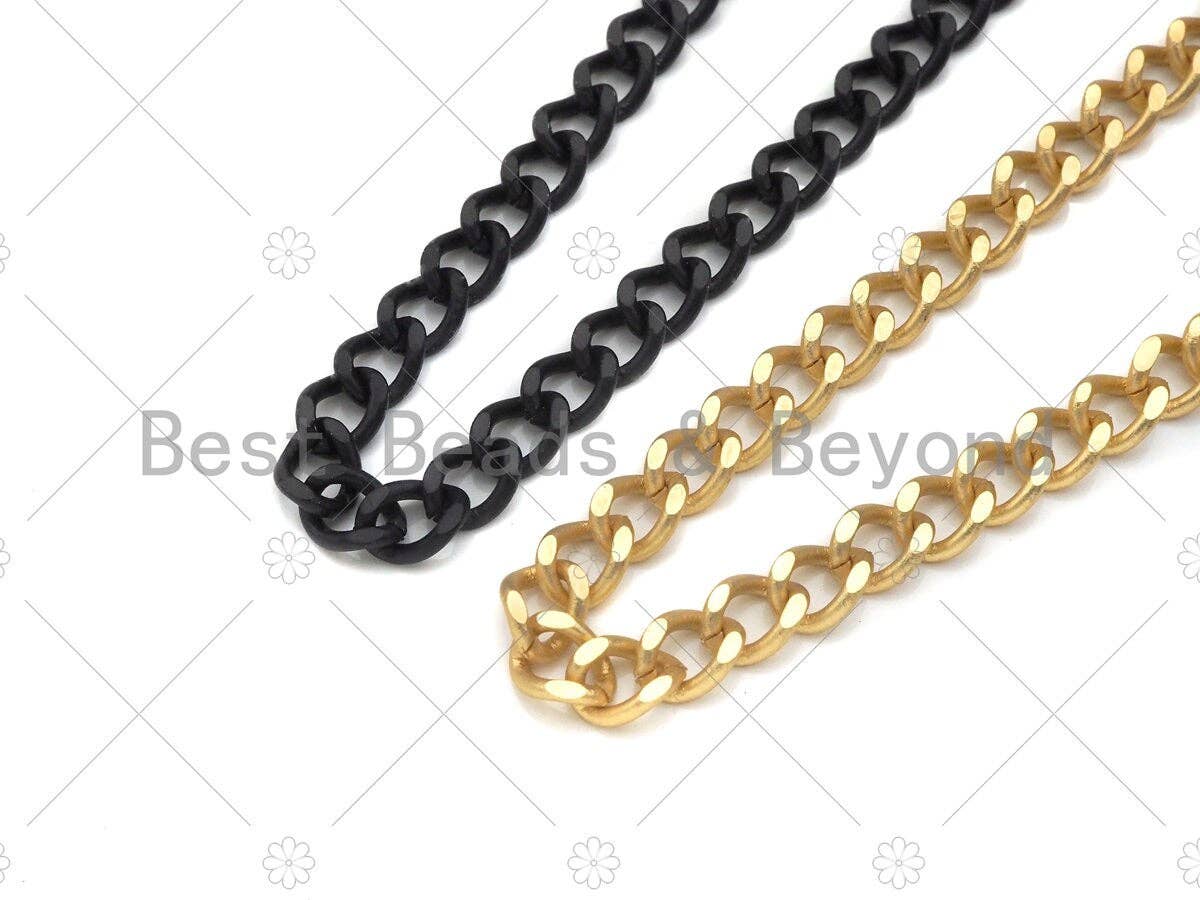 Matte Gold Black 6x8mm Cuban Curb Chain by Yard, Cuban Chain, Matte Finish Chain, Wholesale bulk Chain, sku#M403