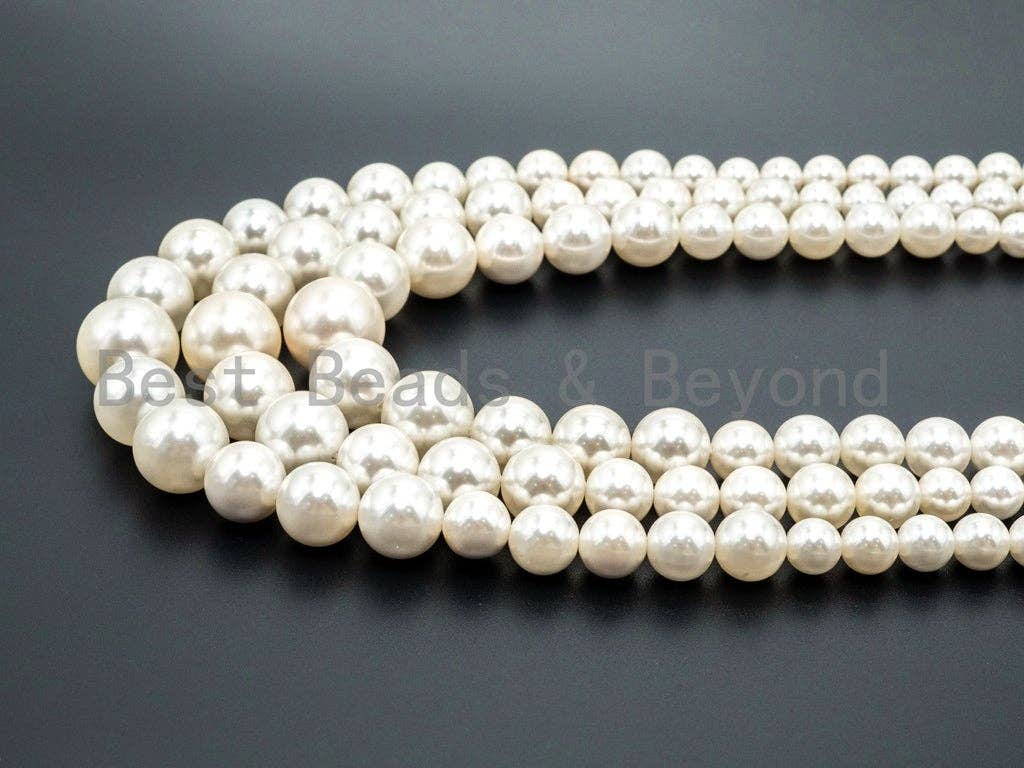 Natural Graduated MOP Round Smooth Beads, 8-16mm, Sku#U46