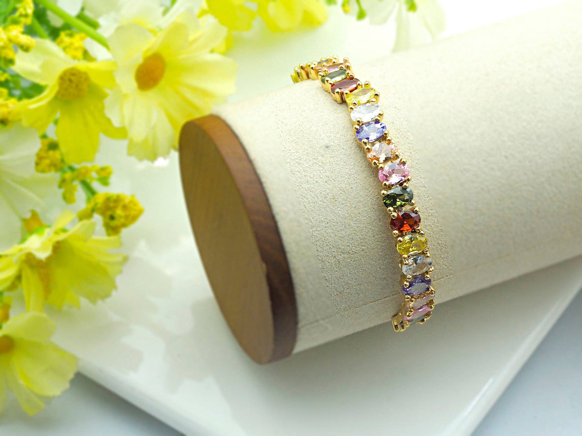Colorful CZ Micro Pave Bangle Bracelet, Cubic Zirconia Gold Bracelet, Thin Cuff Bracelet, Stacking Cuff, 8x46x53mm,sku#X29