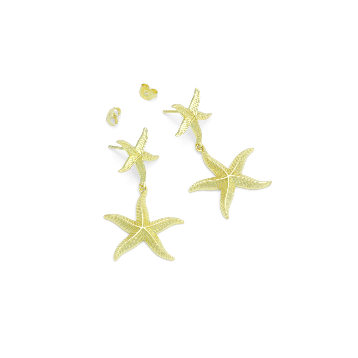 Gold Silver StarFish Earrings, Sku#A472