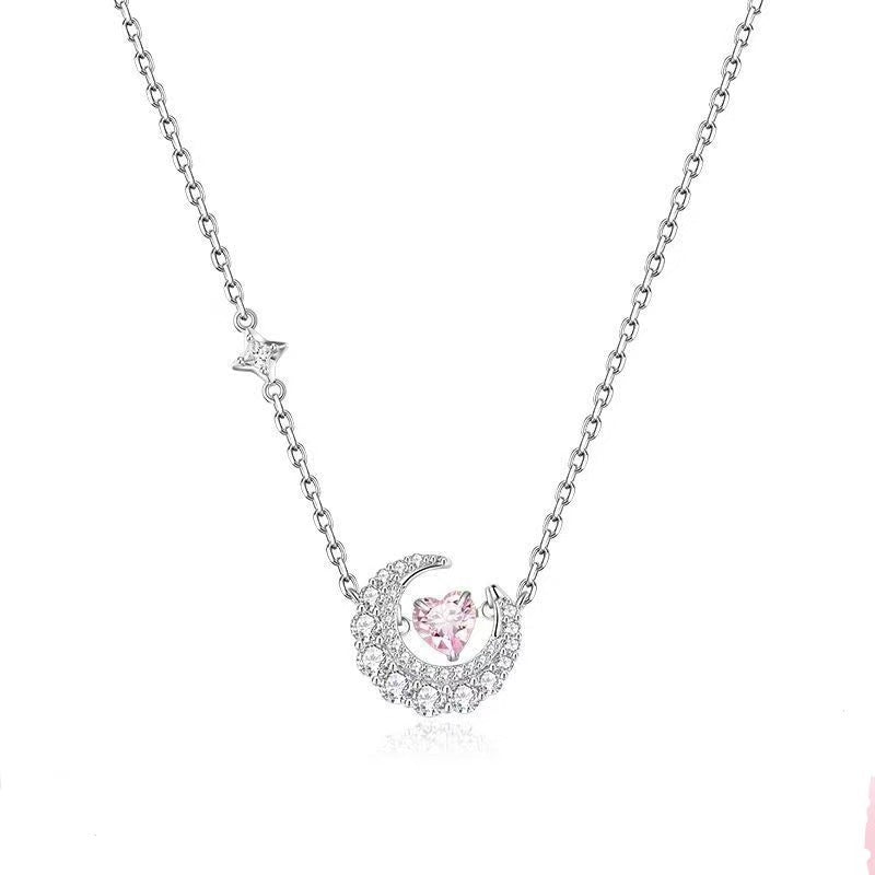 Phantom Dream Heart Moon Necklace Womens Clavicle Chain