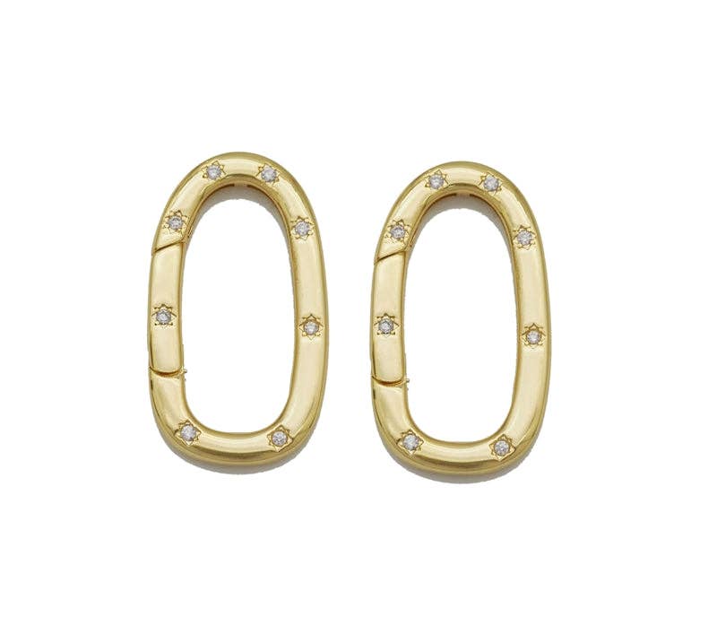 CZ Oval Gold Clasp , Sku#ML64