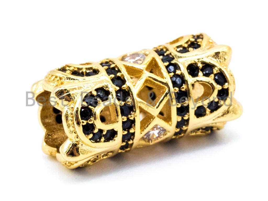 CZ Micro Pave Large hole spear shield spacer beads charms/Drum barrel beads, 15x8mm, 1pc, sku#G230
