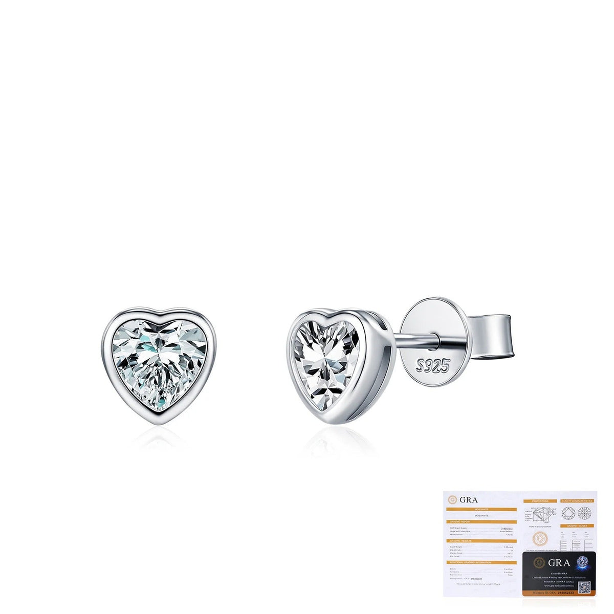 Heart-Shaped D-Color VVS1 Moissanite Stud Earrings in Sterling Silver – Sweet, Chic, and Timeless