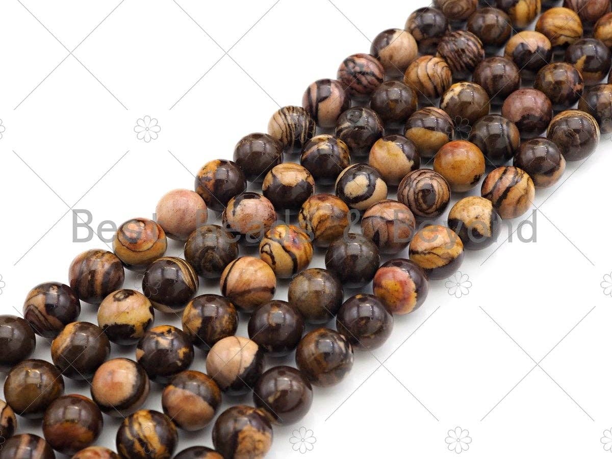 New!!! Natural Quality Brown Picture Jasper Round Smooth Beads, 6mm/8mm/10mm Picture Jasper, 15.5'' Full Strand, Sku#U1063
