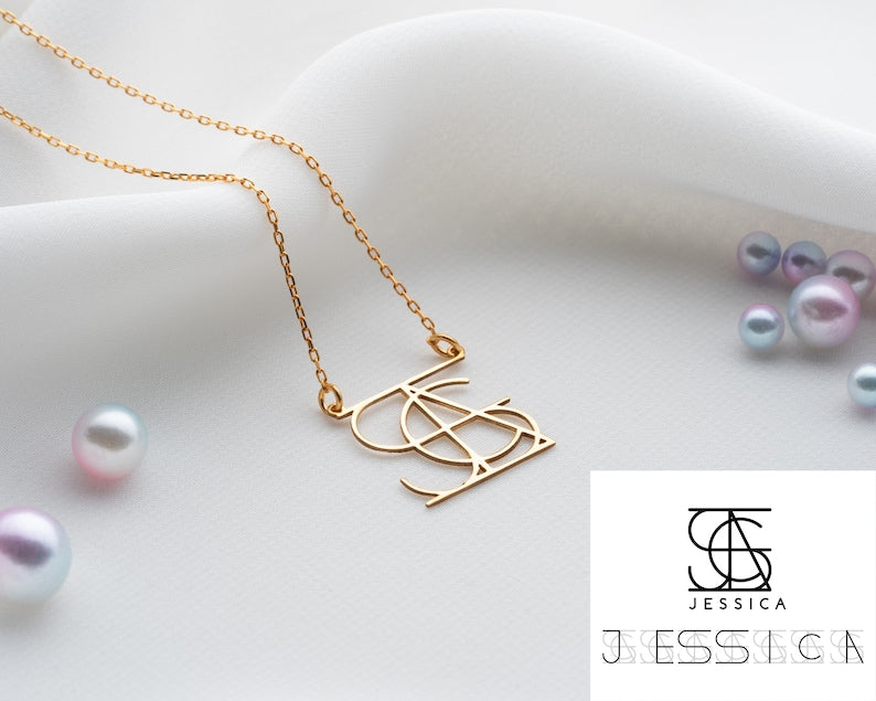 Customized Intertwined Initial Name Necklace