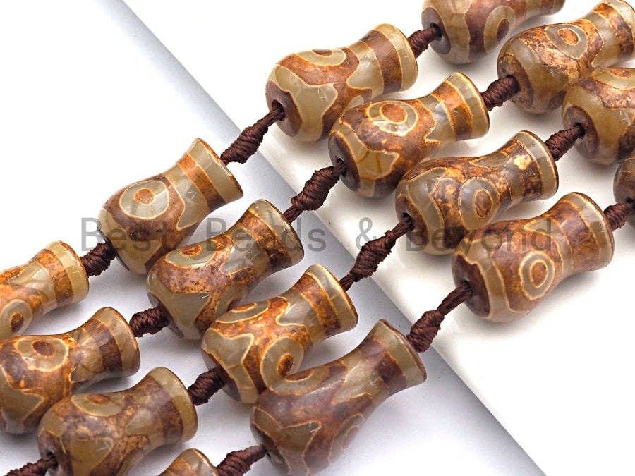 1pc/10pcs Natural Tibetan agate Vase Shape Beads, Dzi Agate Beads, Chunky Tibetan Agate, Ancient Brown Tibetan Bead, 15x25mm, Sku#U513