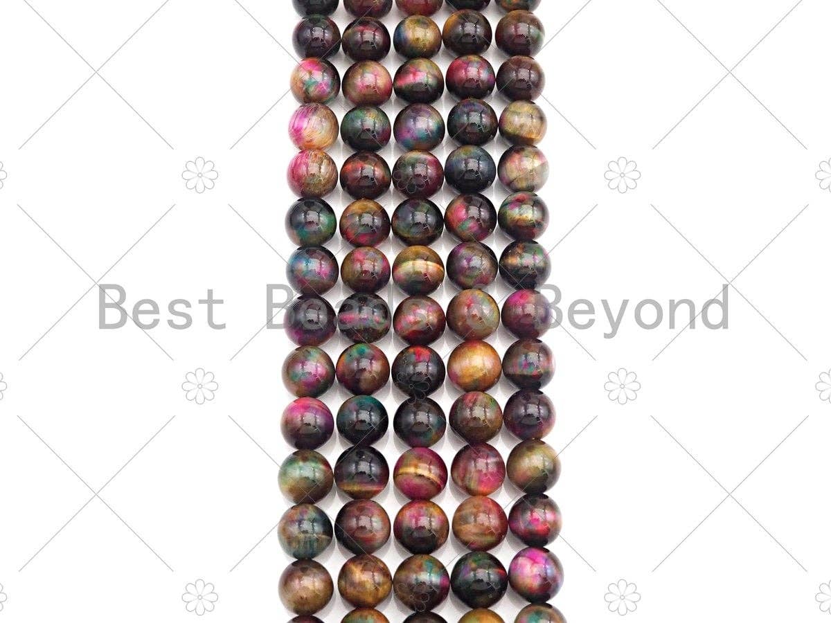 NEW Multicolor Natural Tiger Eye Beads, 4mm/6mm/8mm/10mm/12mm Galaxy Color Tiger Eye, 15.5" Full Strand, Sku#UA93