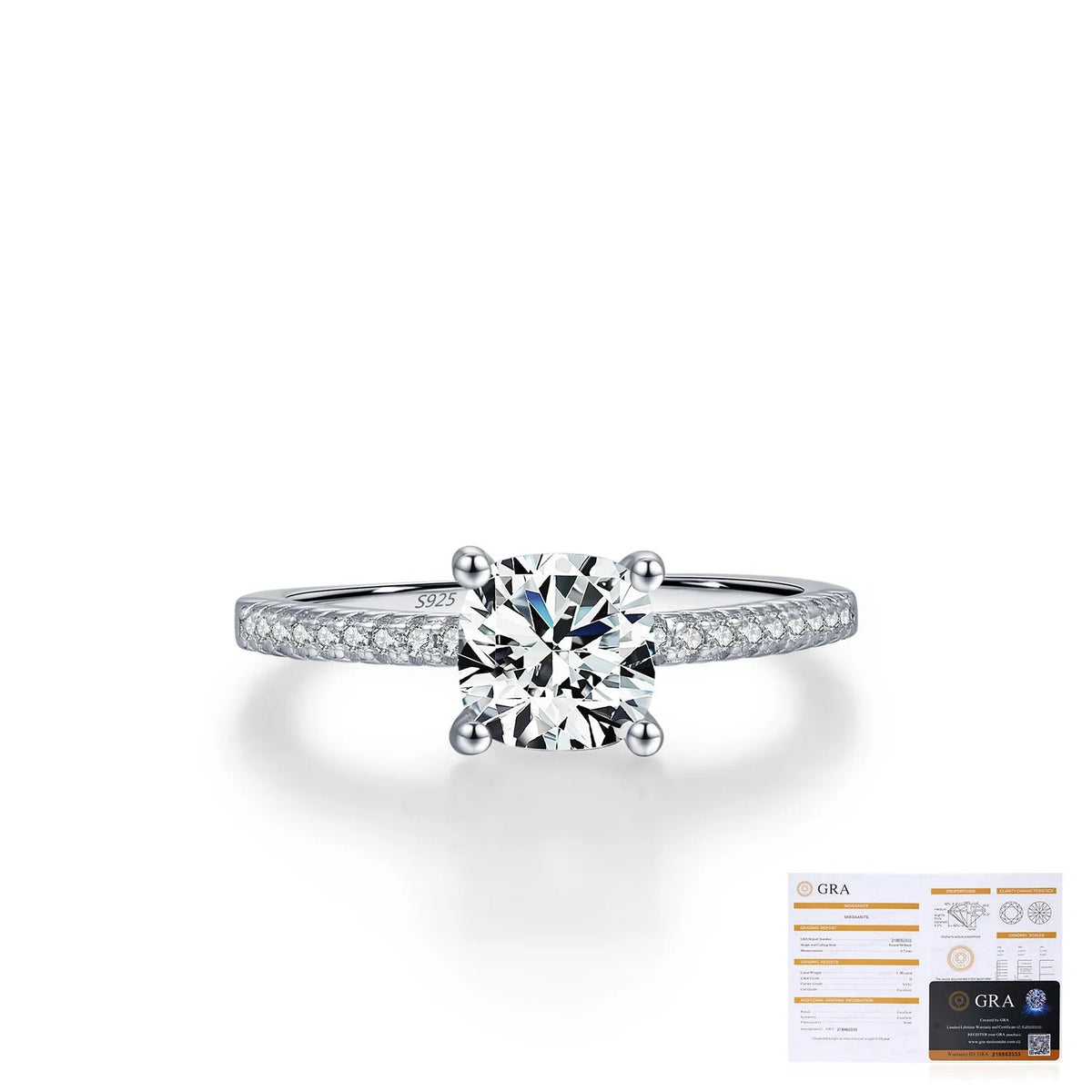 Geometric D-Color VVS1 Moissanite Solitaire Engagement Ring in Sterling Silver – Hong Kong Street Style Statement Band
