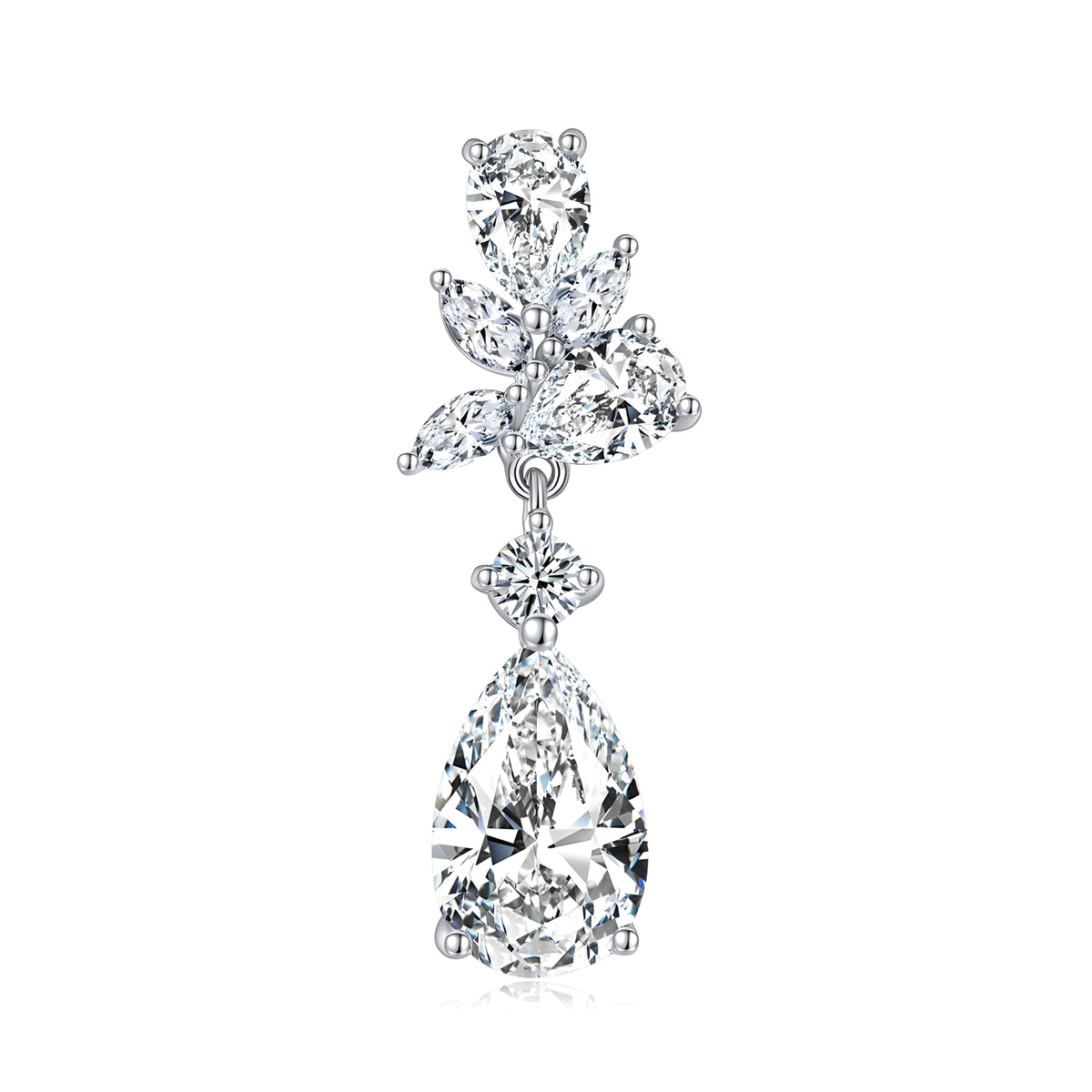S925 Sterling Silver Pear Cut Moissanite Dangle Earrings  7x11mm Elegant Floral Cluster Drop Earrings With GRA Platinum Plated Jewelry Gift Box Set
