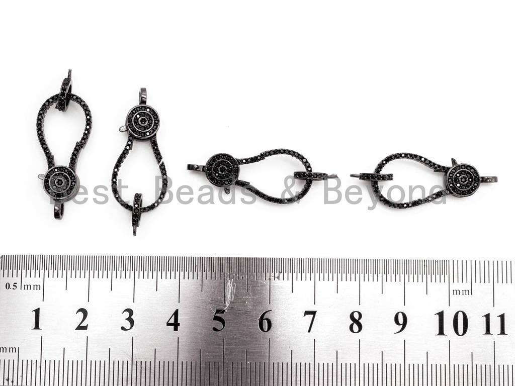 Black CZ Pave On Black Micro Pave Lobster Clasp with Jumping Ring Clasp, Fine Jewelry Clasp, Designer Clasp,  28x12mm,sku#H112