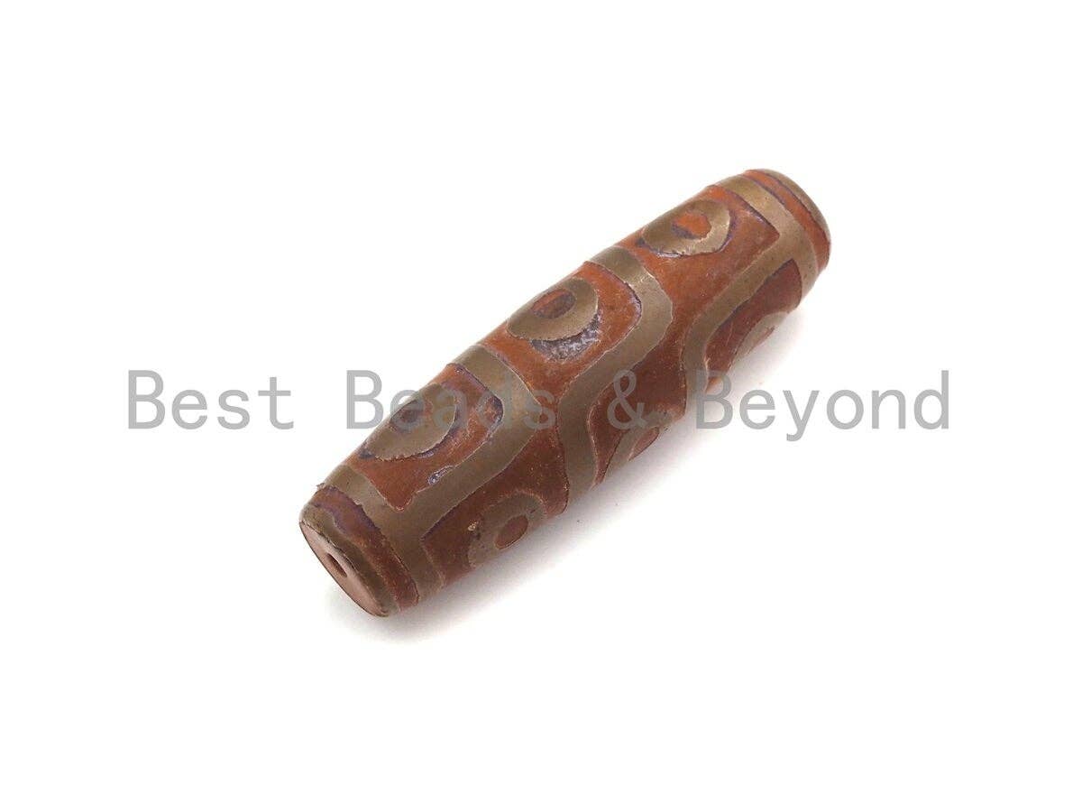 Mega Size Natural Tibetan Agate Beads, 22x72mm Focal Barrel Shape Brown Tibetan Agate Bead, DZI Agate, sku#U892