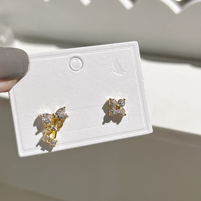 Chic Niche Design Gold Heart Stud Earrings Ins Viral Daily Wear Ladies Ear Jewelry