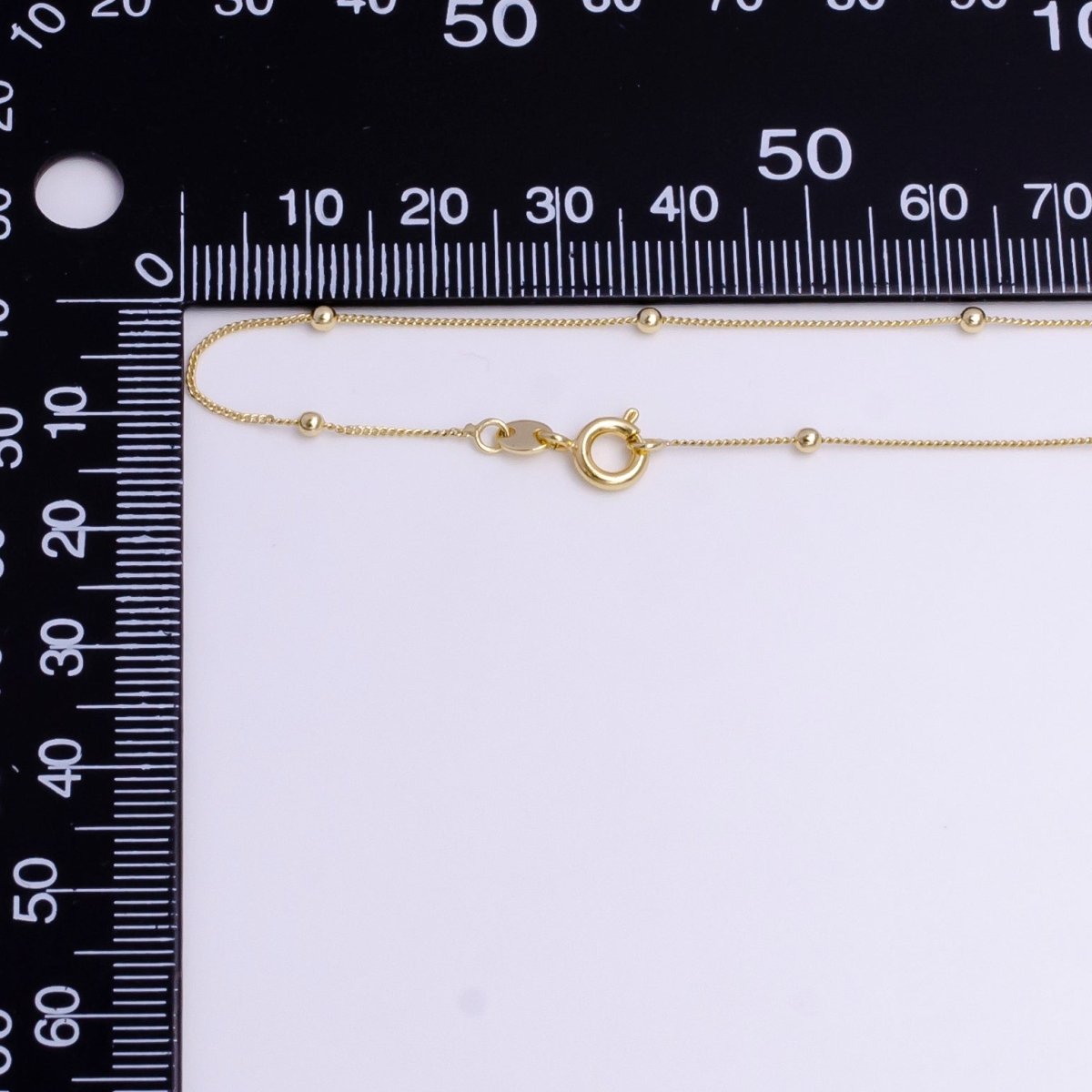 2mm Beaded Satellite 0.8mm Curb 17.5 Inch Layering Chain Necklace | WA-1900 Clearance Pricing