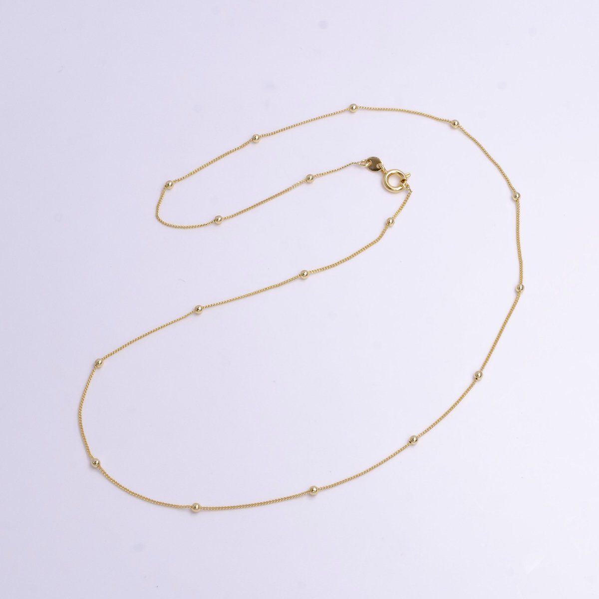 2mm Beaded Satellite 0.8mm Curb 17.5 Inch Layering Chain Necklace | WA-1900 Clearance Pricing
