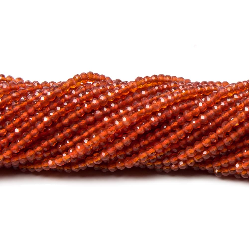 2mm Orange Chalcedony micro-faceted rounds 13 inch 175 beads AAA