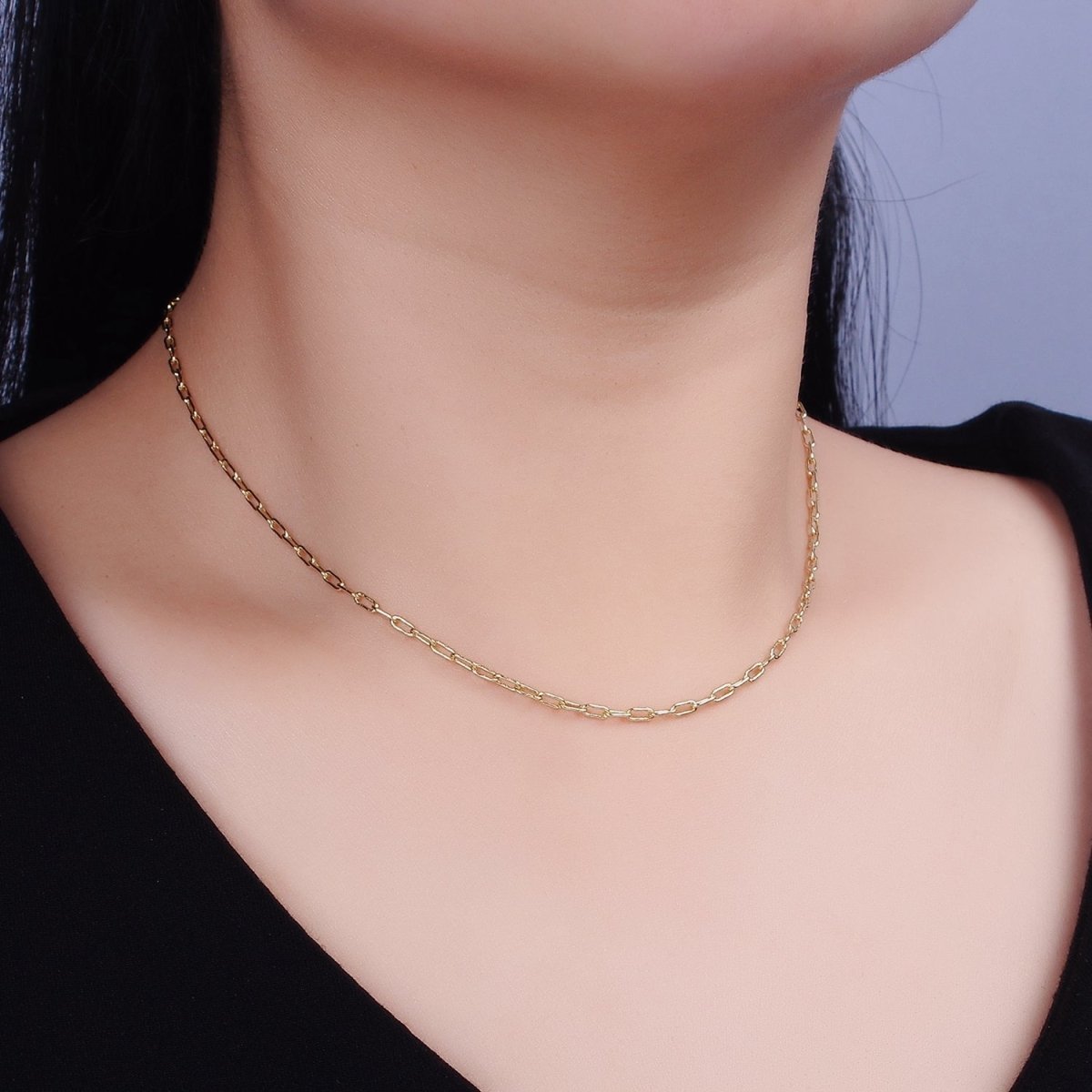 2mm Paperclip 16 Inch Choker Dainty Minimalist Necklace | WA-1871 Clearance Pricing