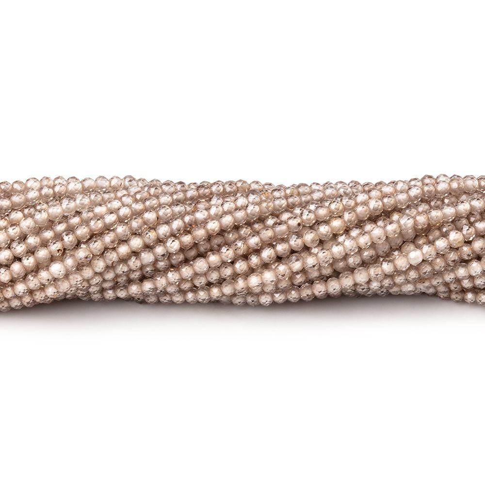 2mm Rose' Champagne Zircon Micro Faceted Rondelles 14 inch 210 Beads AAA
