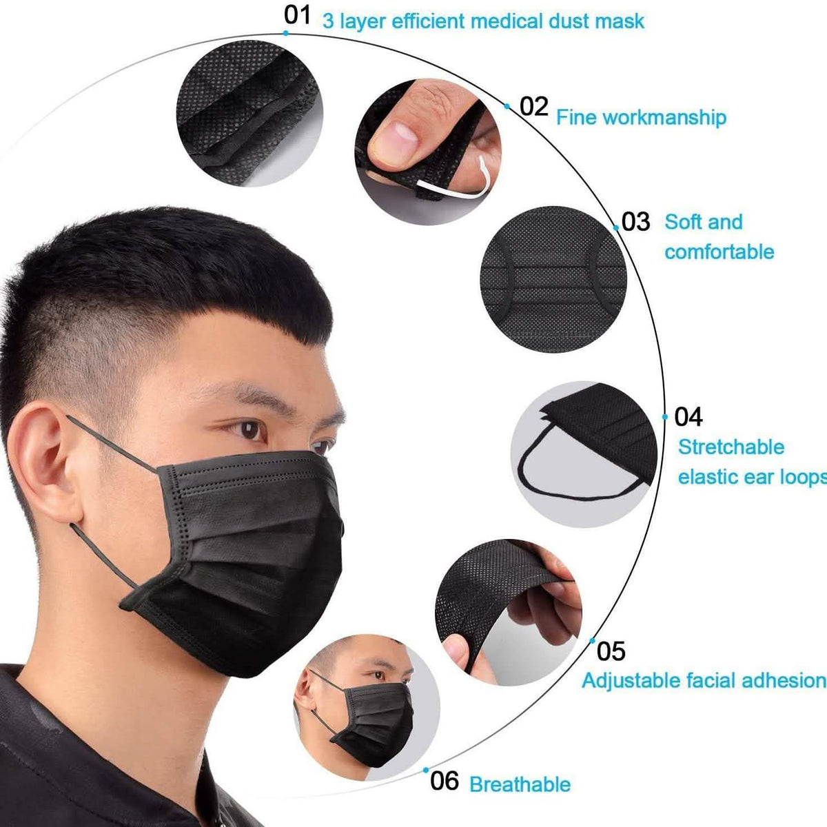3-Ply Disposable Non-Medical Sanitary Surgical Earloop Face Mask Lot
