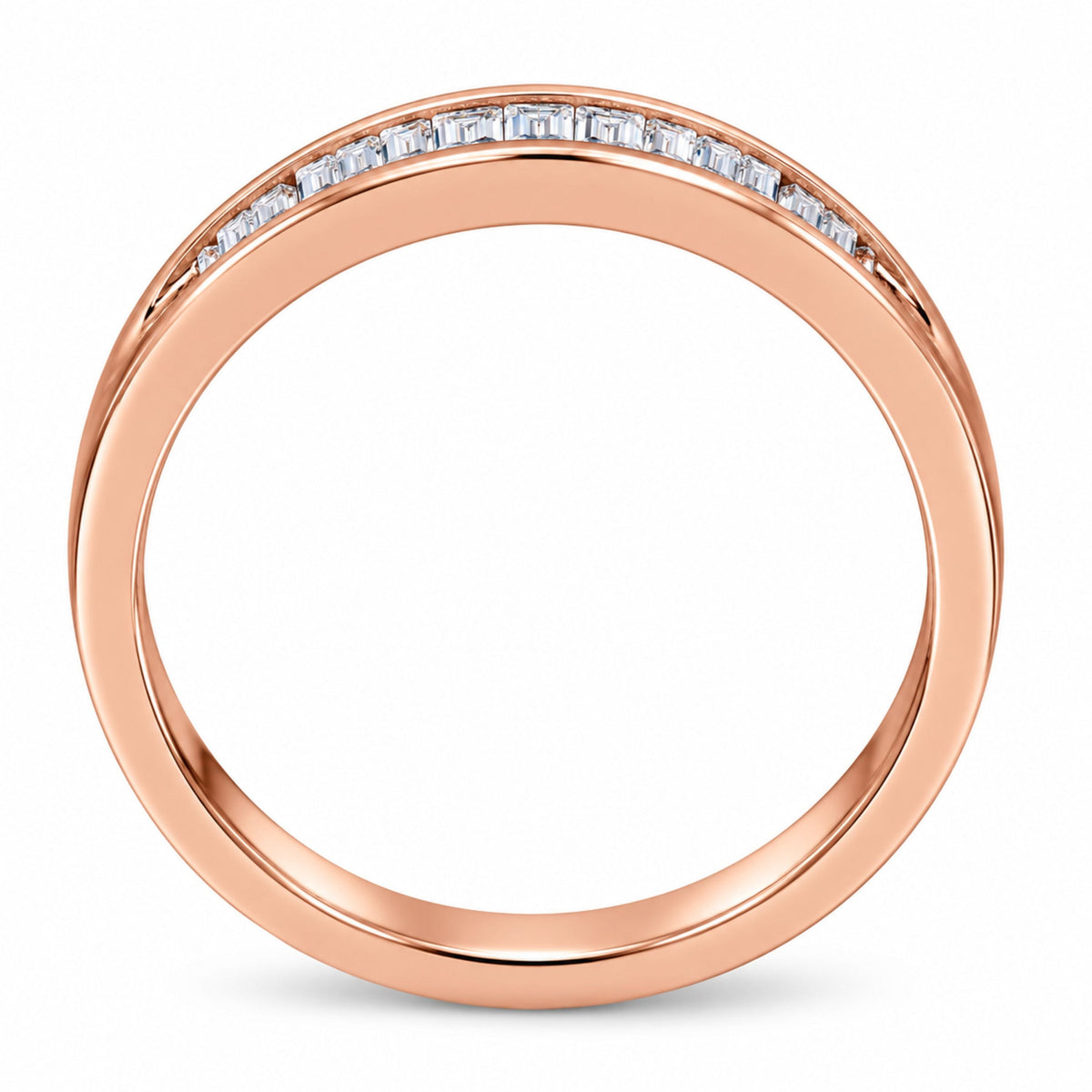 10K Rose Gold over .925 Sterling Silver 1/5 Cttw Diamond Channel-Set Stackable Band Ring (H-I Color, I1-I2 Clarity) - Size 6 3/4