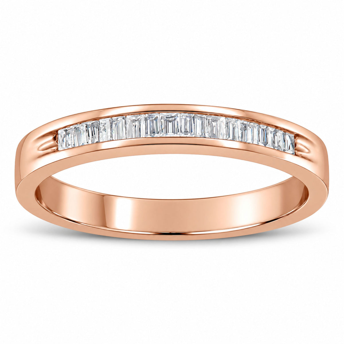 10K Rose Gold over .925 Sterling Silver 1/5 Cttw Diamond Channel-Set Stackable Band Ring (H-I Color, I1-I2 Clarity) - Size 6 3/4