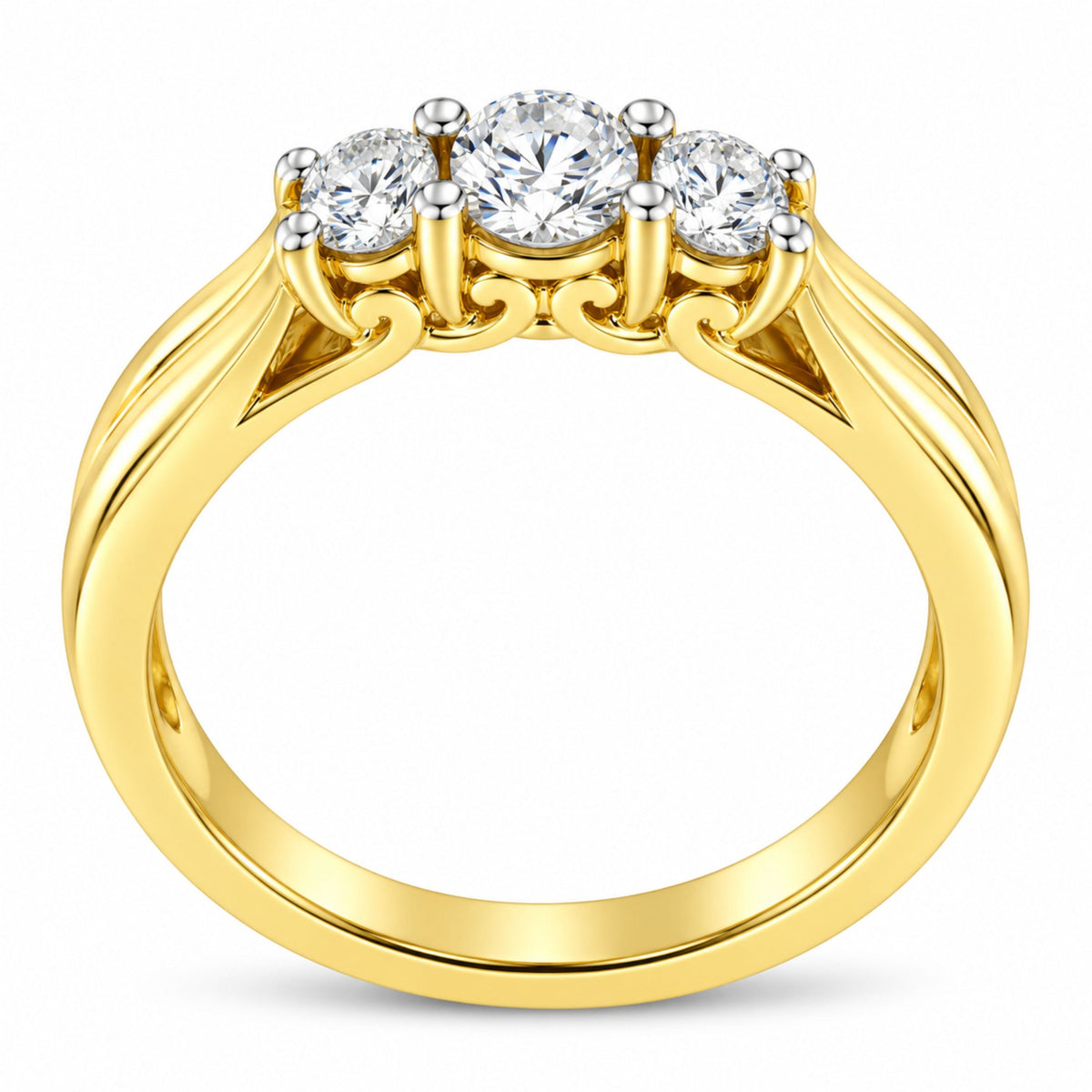10K Yellow Gold Three-stone Diamond Ring (0.50 cttw, J-K Color, I2-I3 Clarity)