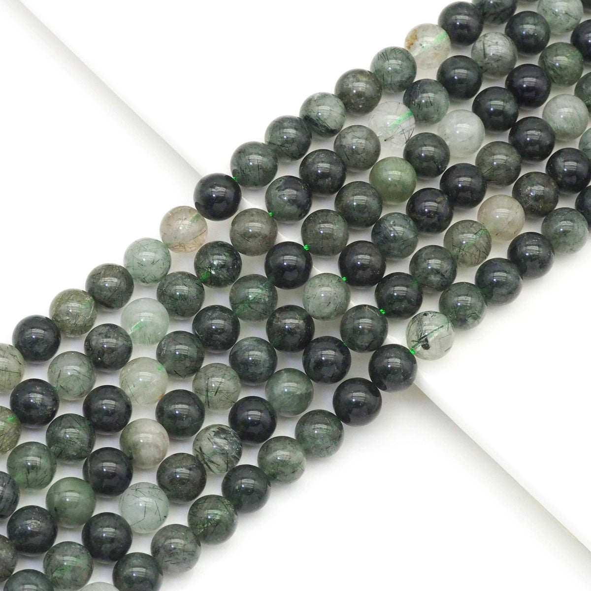 Green Tourmalated Quartz, 6mm/8mm/10mm, Sku#U1638
