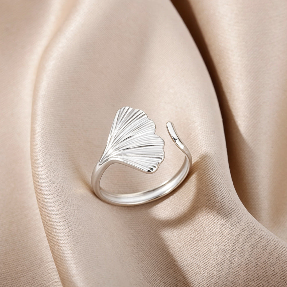European And American-style 18K White Gold Opal Moon Ring Made Of Stainless Steel