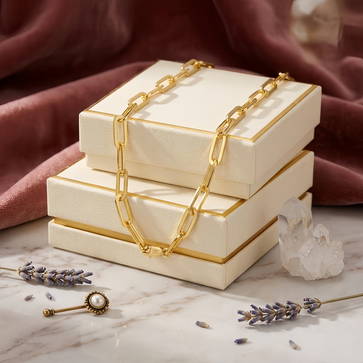 925 Sterling Silver Gold-Plated Sterling  Chunky Paperclip Chain Necklace - Italian Craftsmanship