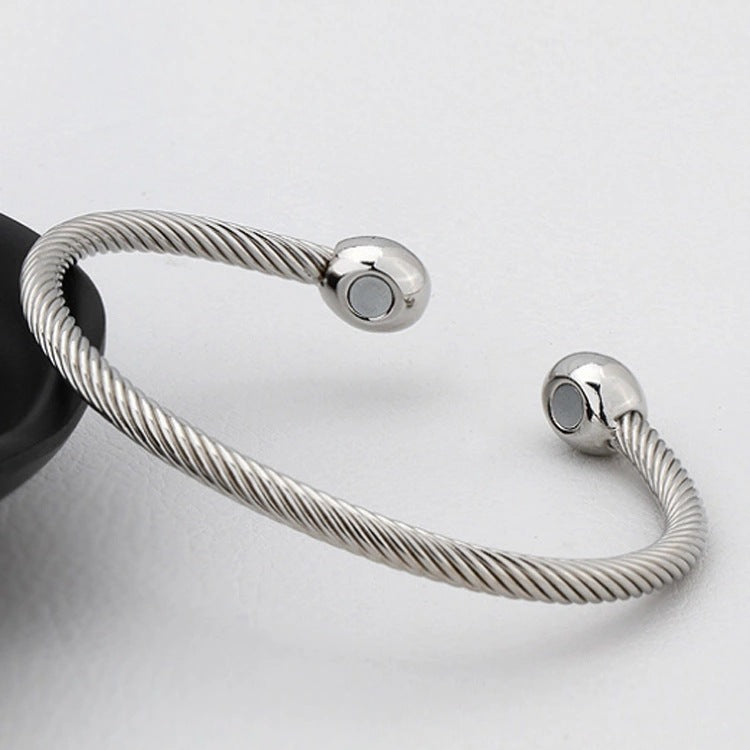 Women's Head Open Rose Gold Magnetic Twill Health Bracelet