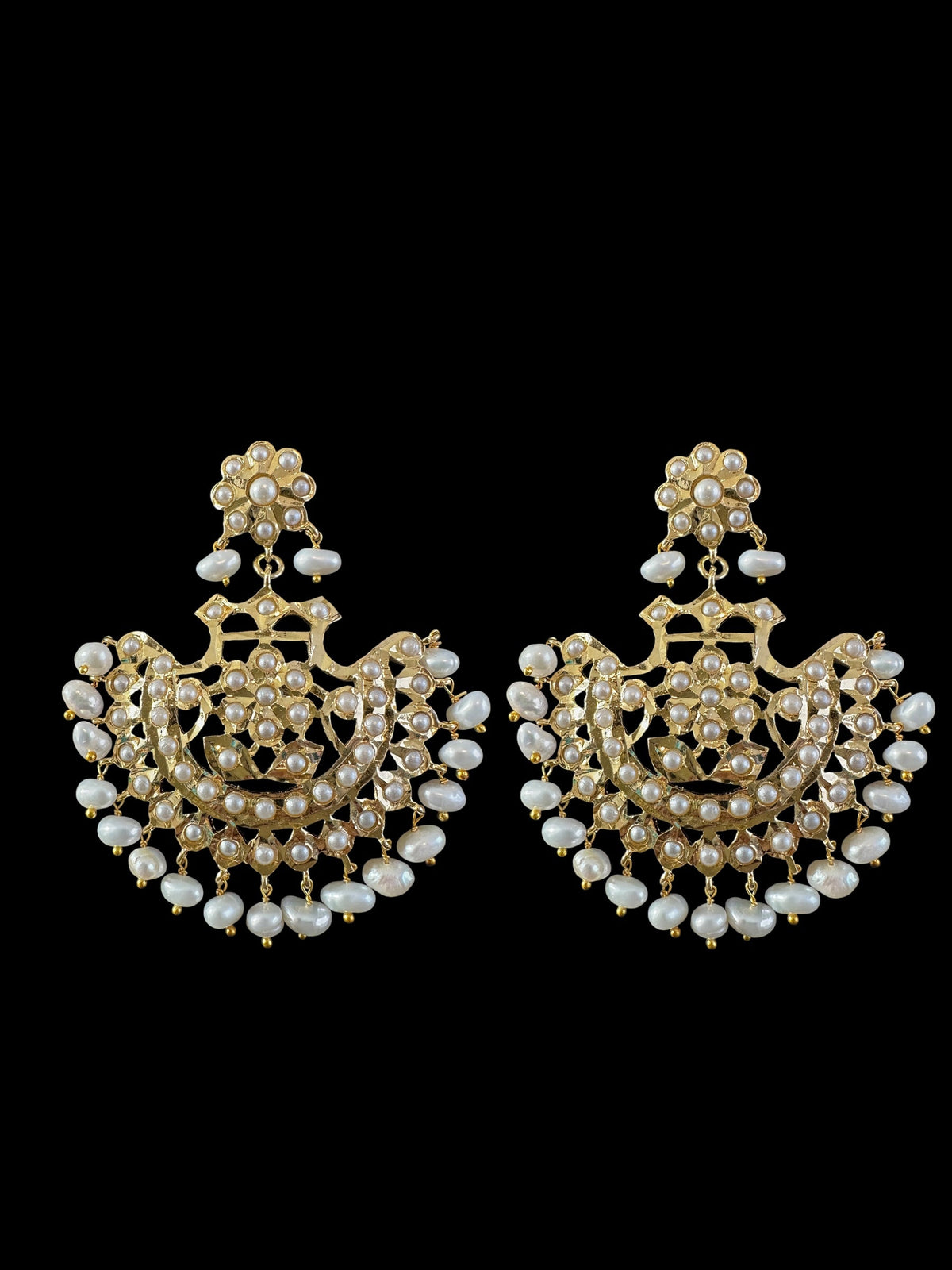 DJET79 Saha chandbali tika in fresh water pearls ( READY TO SHIP )