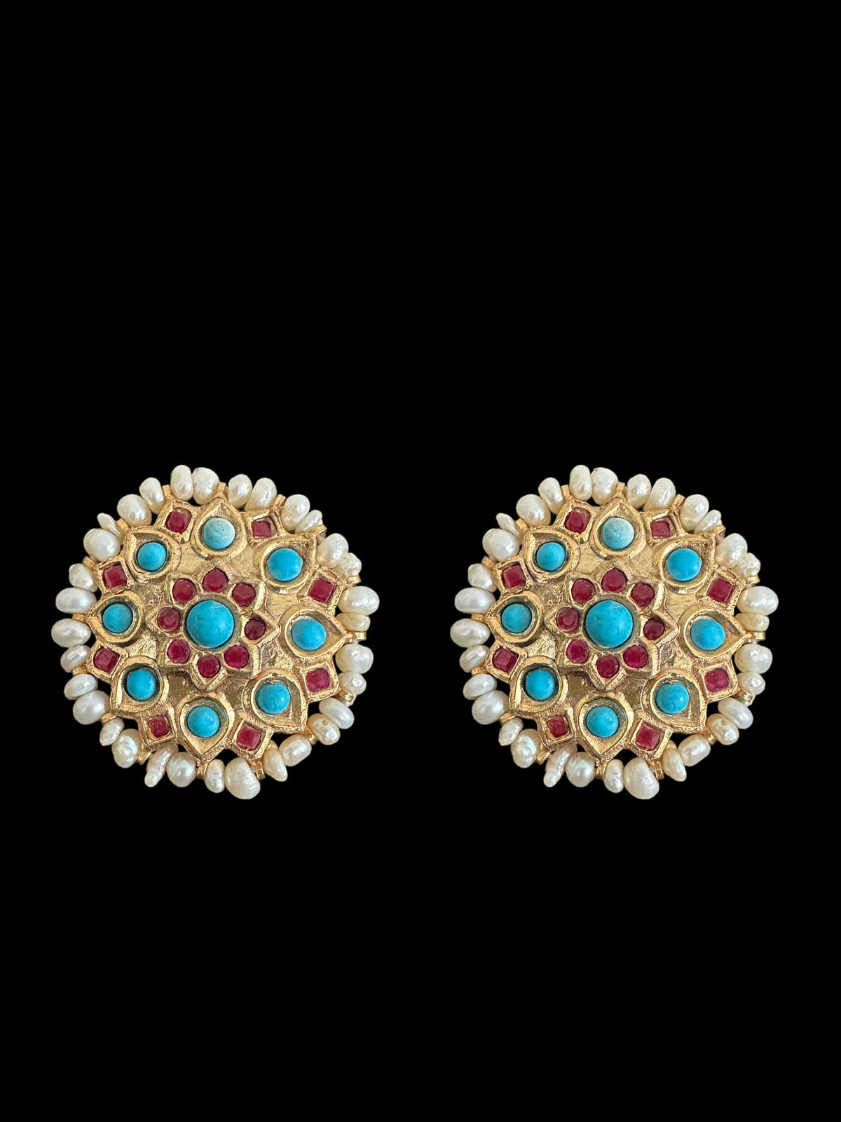 ET508 Ruby feroza tops with fresh water pearls ( READY TO SHIP )