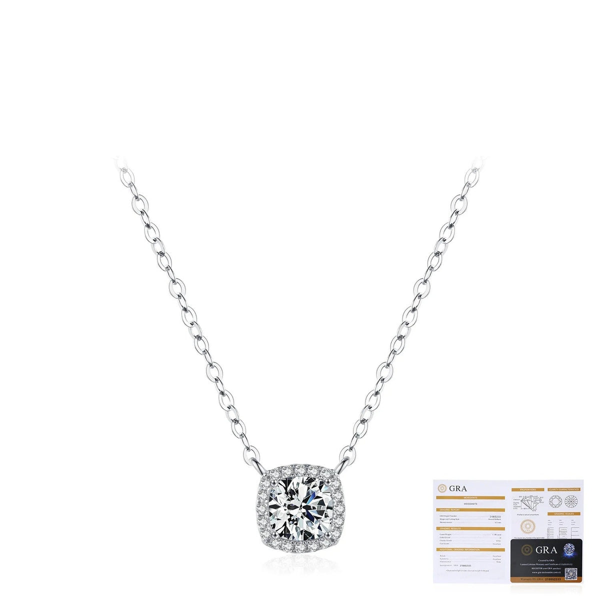 Square-Cut D-Color VVS1 Moissanite Pendant Necklace in Sterling Silver – Minimalist Clavicle Chain