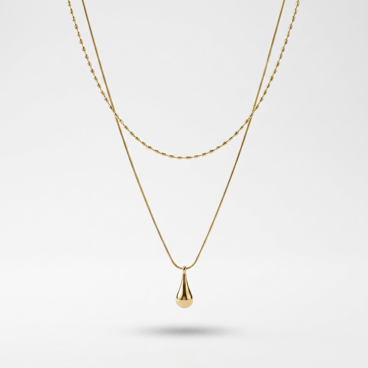 Fashion Double Layer Teardrop Necklace For Women, Niche Designed Ins Cool Vibe Minimalist Elegant Stackable Collarbone Chain
