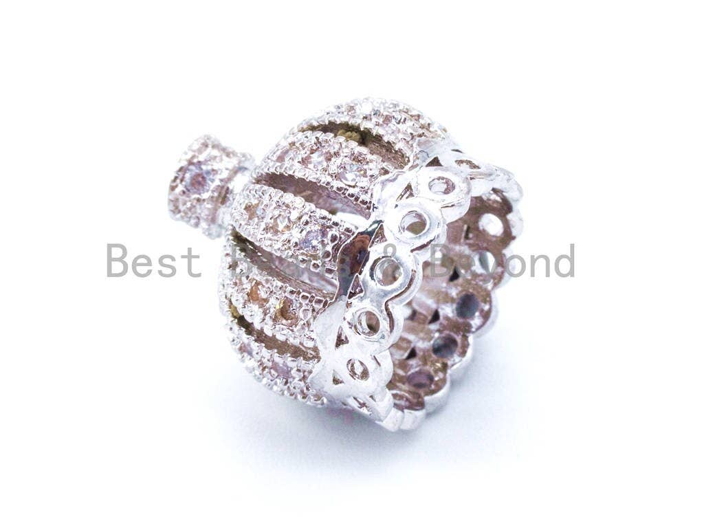 10mm/13mm/20mm CZ Micro Pave Crown Cap Bead,Cubic Zirconia Tassel Cap Beads, Gold/Silver/Rose Gold/Black Tassel Cap Beads, 1/2/4pcs sku#F65