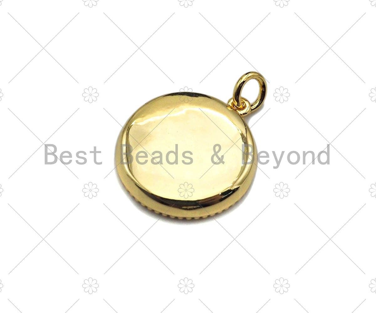 Dainty Gold Embossmen Elephant On Round Coin Shape Charms, Dainty Charms, Gold Elephant Pendant, Necklace Charms, 17x19mm, Sku#F1325