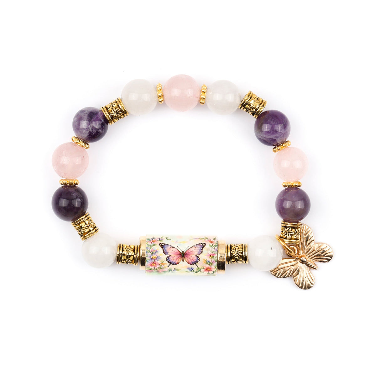 Women Alloy Gold Plated Bracelet With Cross Charm, Elegant White Chalcedony Inlaid Cross Bracelet